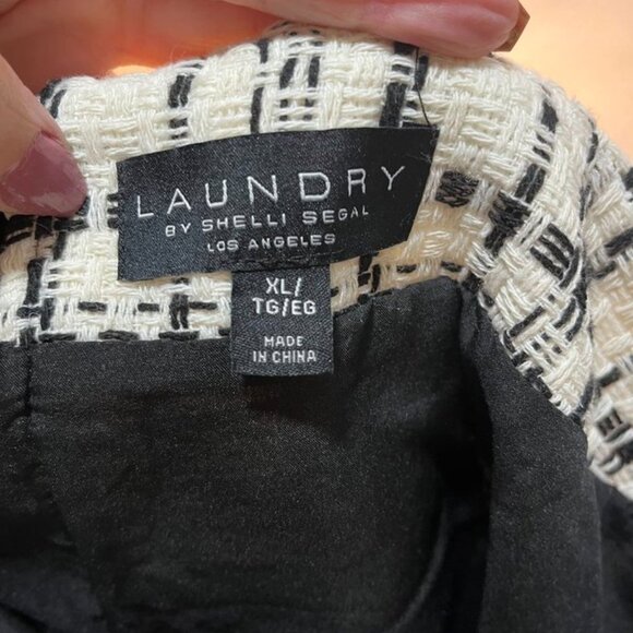 Laundry by Shelli Segal Textured Tweed Mini Skirt Black White XL - Picture 9 of 11